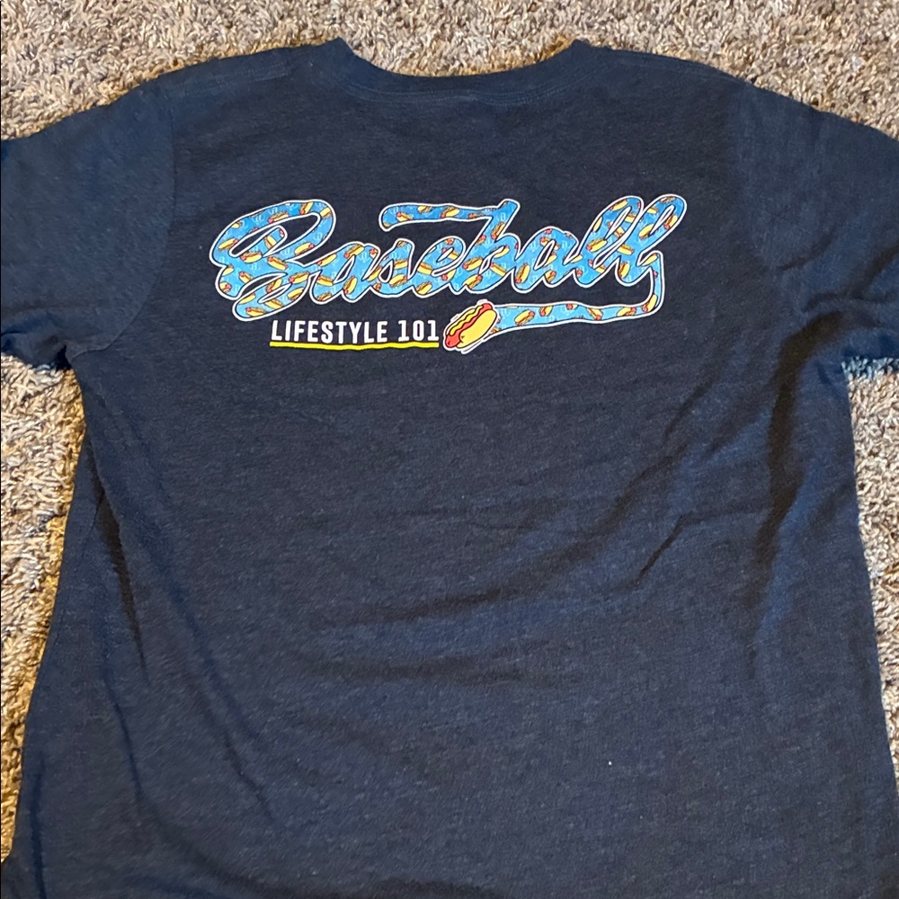 Navy Short Sleeve Kids Tee with Surf Graphic - Picture 2 of 3
